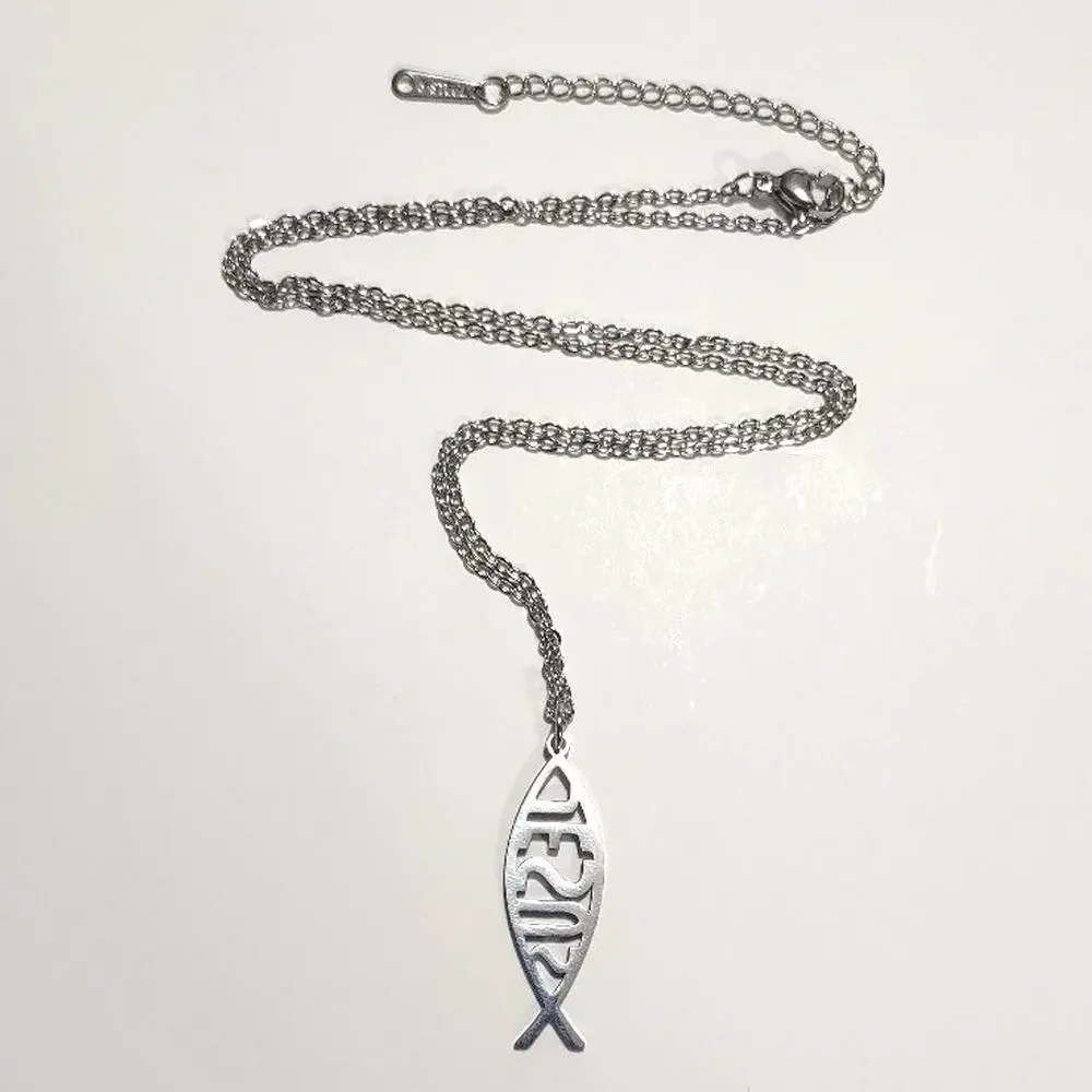 Stainless Steel Jesus Christ Fish Necklace Christian Christmas Birthday Gift New